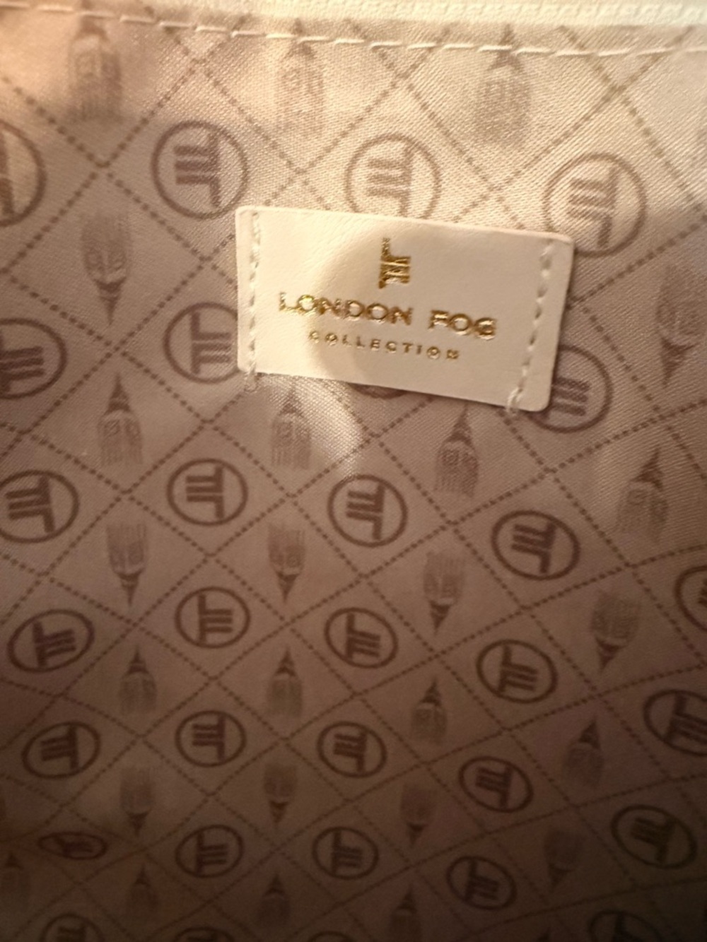 London Fog Canvas Tote Bag in Cream and Tan - Picture 8 of 14